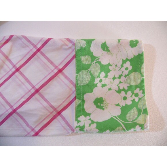 Izod Blouse top pink plaid button up cotton contrast sleeves size Med/Large - Picture 5 of 8